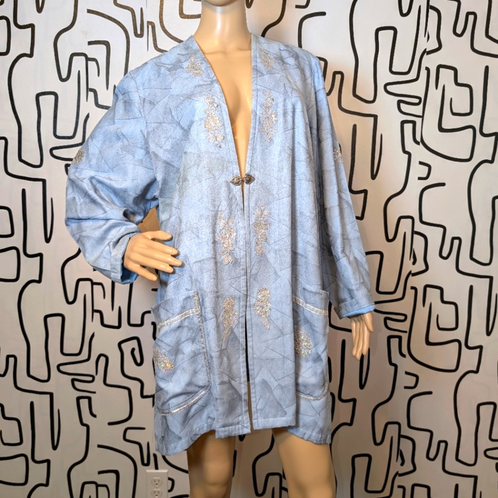 Vintage Light Blue Embroidered Jacket